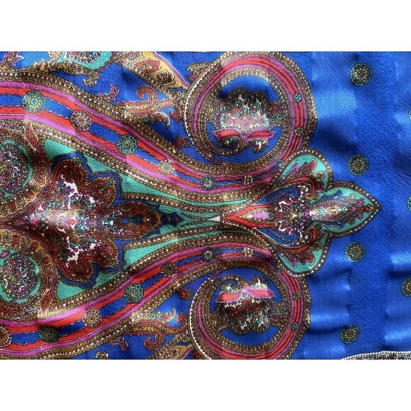 Vintage Berkshire Silk Scarf With Paisley & Floral Patterns - Picture 2 of 5